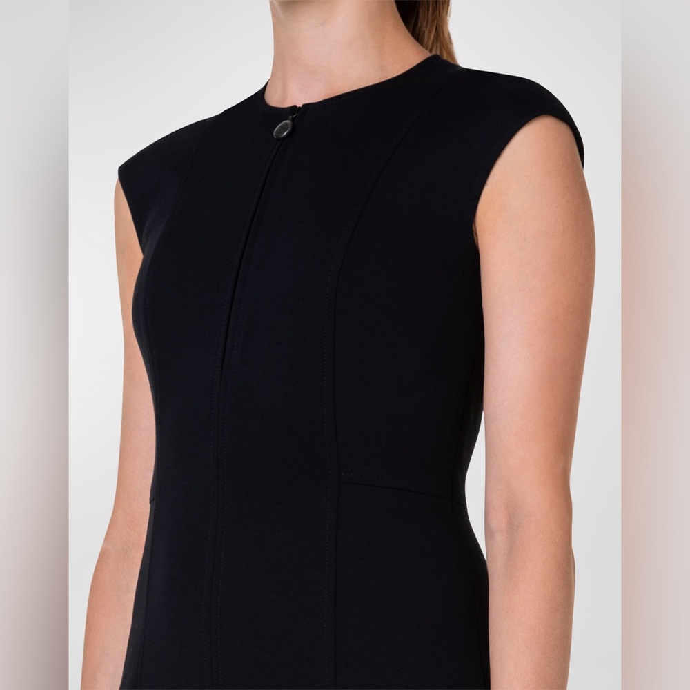 Akris Punto Cap-Sleeve Zip-Front Seamed Dress Black Women’s US Size 16 - Picture 5 of 12